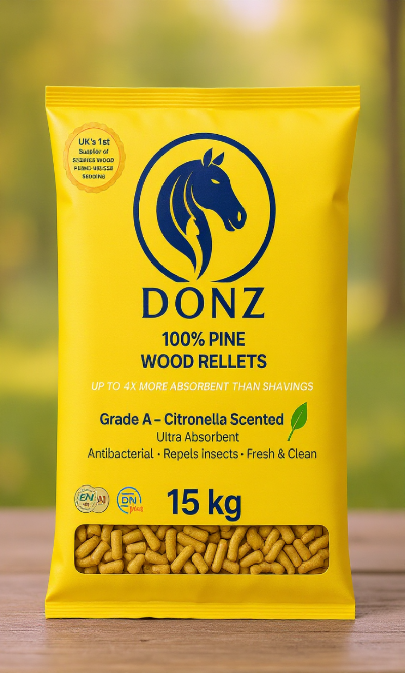 DONZ 100% Pine Wood Pellet Bedding – Citronella Scented (15kg Bags)