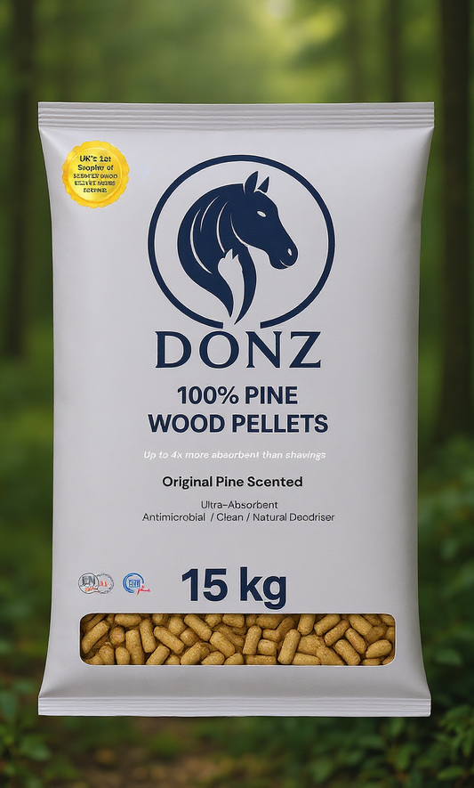 DONZ 100% Pine Wood Pellet Bedding – Natural Pine (15kg Bags)